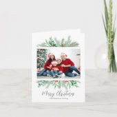 Vrolijk Kerstmis Groen Traditionele Foto Feestdagen Kaart (Voorkant)