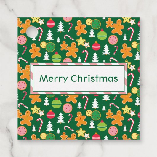 Vrolijk Kerstmis Groen Vakantie Thema Ontwerp Bedankjes Labels (Voorkant)