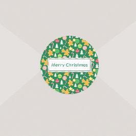 Vrolijk Kerstmis Groen Vakantie Thema Ontwerp Ronde Sticker