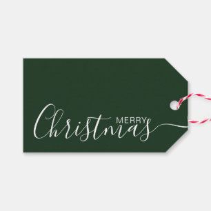 Vrolijk Kerstmis Groen Wit Minimalist Cadeaulabel