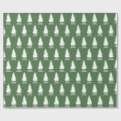 Vrolijk Kerstmis Groen & Witte Kerstboom Cadeaupapier (Vlak)