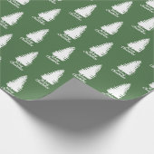 Vrolijk Kerstmis Groen & Witte Kerstboom Cadeaupapier (Hoek)