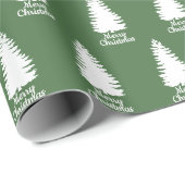 Vrolijk Kerstmis Groen & Witte Kerstboom Cadeaupapier (Rol Hoek)