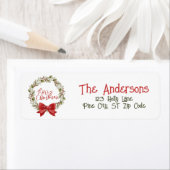 Vrolijk Kerstmis Groene Botanicals Rode Holly kran Etiket (Insitu)