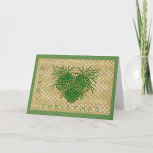 Vrolijk Kerstmis groene dennenappels muziek Feestdagen Kaart