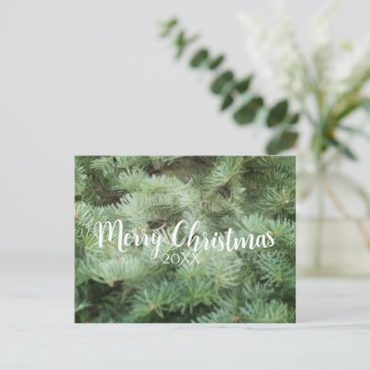 VROLIJK KERSTMIS Groene dennenboom vakantie Feestdagenkaart (Staand voorkant)