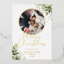 Vrolijk Kerstmis Groene Gouden Ring Foto