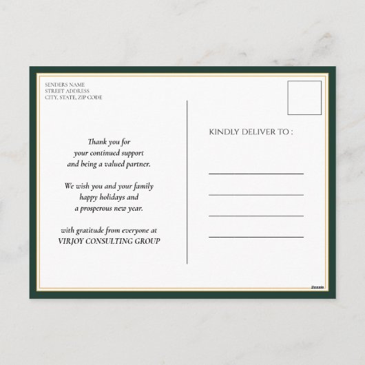 Vrolijk Kerstmis Groene Kalligrafie Zakelijk Moder Feestdagenkaart (Achterkant)