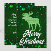 Vrolijk Kerstmis Groene Moose Sneeuwvlokken Feestdagenkaart (Voorkant / Achterkant)