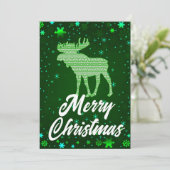 Vrolijk Kerstmis Groene Moose Sneeuwvlokken Feestdagenkaart (Staand voorkant)