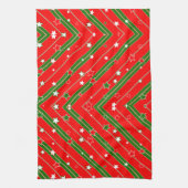 Vrolijk Kerstmis Groene Rode Sterren Keuken Handdo Theedoek (Verticaal)