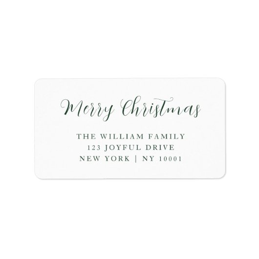 Vrolijk Kerstmis Groene Typografie Retouradres Etiket (Voorkant)