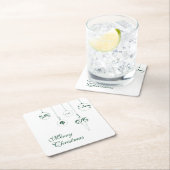 Vrolijk Kerstmis GroenMonogram Bauble Ornamenten Kartonnen Onderzetters (Insitu)