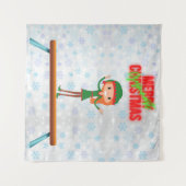 Vrolijk Kerstmis Gymnastiek Elf Wandkleed (Voorkant (horizontaal))
