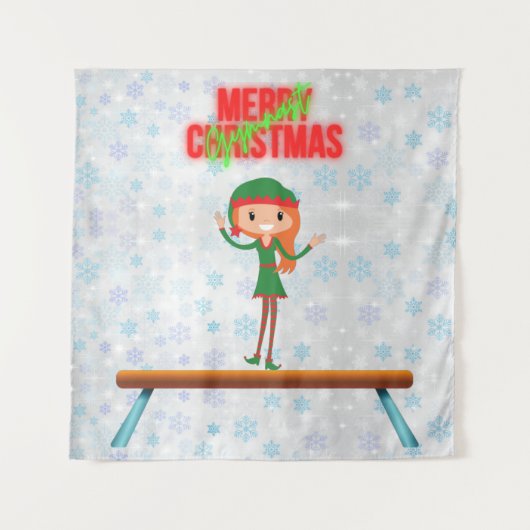 Vrolijk Kerstmis Gymnastiek Elf Wandkleed (Voorkant)