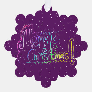 Vrolijk Kerstmis hand belettering Papier Ornament Kaart