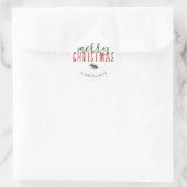 Vrolijk kerstmis hand belettering waterverf holly ronde sticker (Tas)