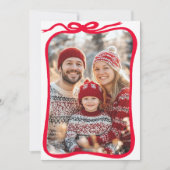 Vrolijk Kerstmis Hand-getrokken Bow CUSTOM FOTO Feestdagenkaart (Voorkant)