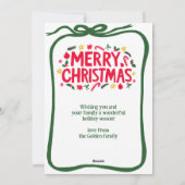 Vrolijk Kerstmis Hand-getrokken Bow CUSTOM FOTO Feestdagenkaart (Achterkant)