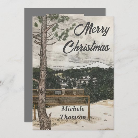 Vrolijk Kerstmis hand getrokken winter landschap Feestdagenkaart (Voorkant / Achterkant)