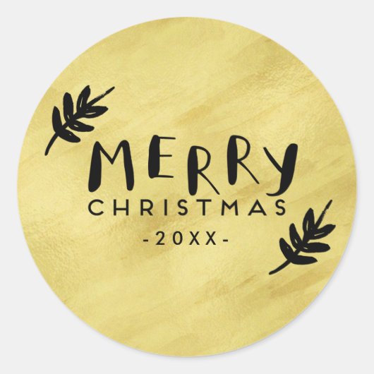 Vrolijk Kerstmis Hand Lettered | Verf geborsteld g Ronde Sticker (Voorkant)