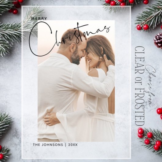 Vrolijk Kerstmis Handbeletterd 2 Foto Eerste Kerst Acryl Uitnodigingen