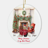 Vrolijk Kerstmis Handgemaakte Bestie Kerstmis orna Keramisch Ornament (Links)