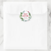 Vrolijk Kerstmis Handgeschreven Script Krans Bladz Ronde Sticker (Tas)