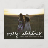 Vrolijk Kerstmis Handgeschreven Wit Script Foto Feestdagenkaart (Voorkant)