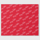 Vrolijk Kerstmis Handschrift Modern Script Rood Cadeaupapier (Vlak)