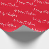 Vrolijk Kerstmis Handschrift Modern Script Rood Cadeaupapier (Hoek)