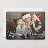 Vrolijk Kerstmis Handschrift Script Moderne foto Feestdagenkaart (Voorkant)