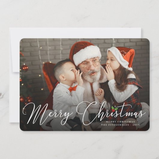 Vrolijk Kerstmis Handschrift Script Moderne foto Feestdagenkaart (Voorkant)