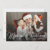 Vrolijk Kerstmis Handschrift Script Moderne foto Feestdagenkaart (Voorkant)