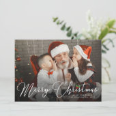 Vrolijk Kerstmis Handschrift Script Moderne foto Feestdagenkaart (Staand voorkant)