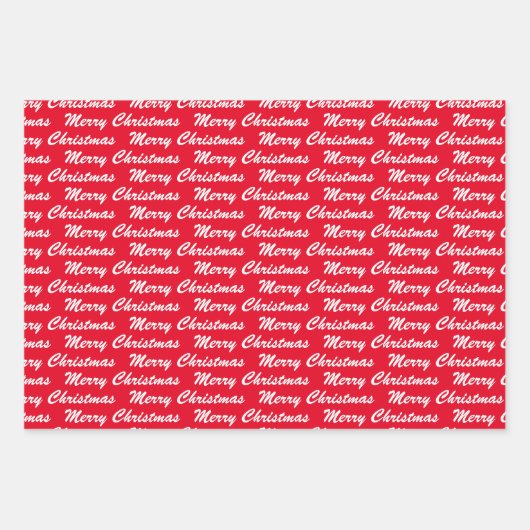 Vrolijk Kerstmis Handschrift Wit Zwart Rood Inpakpapier Vel (Voorkant 3)