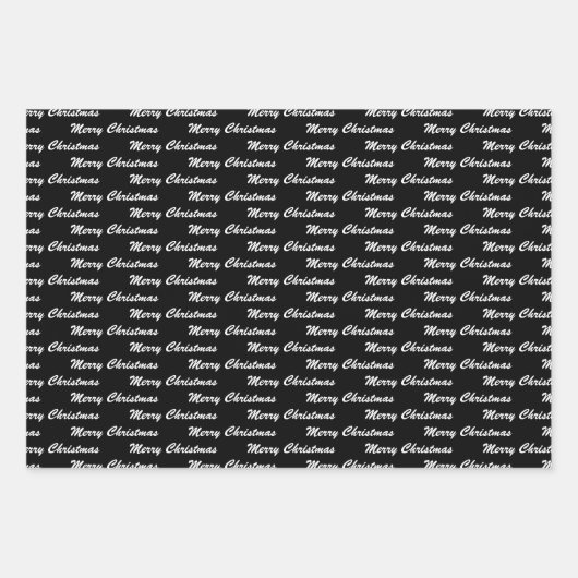 Vrolijk Kerstmis Handschrift Wit Zwart Rood Inpakpapier Vel (Voorkant 2)