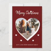 Vrolijk Kerstmis Hart Familie Foto Feestdagenkaart (Voorkant)