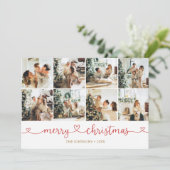 Vrolijk Kerstmis Hart Foto Collage Feestdagenkaart (Staand voorkant)