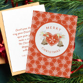  Vrolijk Kerstmis hart sneeuwrood wit Feestdagenkaart
