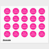 Vrolijk Kerstmis Heet Roze en Wit Ronde Sticker (Vel)