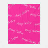 Vrolijk Kerstmis Heet Roze Modern Script Fleece Deken (Voorkant)