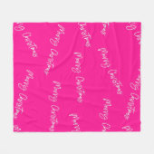 Vrolijk Kerstmis Heet Roze Modern Script Fleece Deken (Voorkant (Horizontaal))
