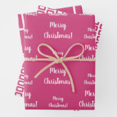 Vrolijk Kerstmis Heet Roze Patroon Inpakpapier Vel (In situ)