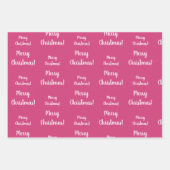 Vrolijk Kerstmis Heet Roze Patroon Inpakpapier Vel (Voorkant)