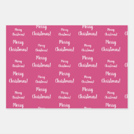 Vrolijk Kerstmis Heet Roze Patroon Inpakpapier Vel