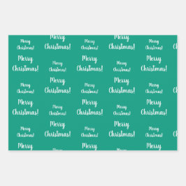 Vrolijk Kerstmis Helder Groen Patroon Inpakpapier Vel