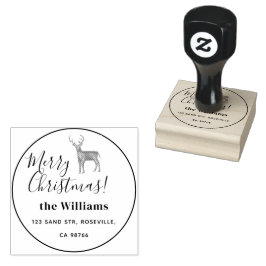 Vrolijk Kerstmis Herten Script Rubberstempel