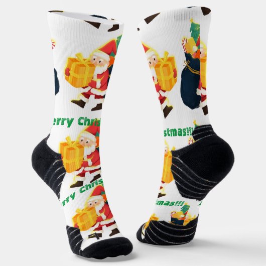 Vrolijk Kerstmis High-Performance Atletische Crew Sokken (Gebogen)