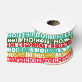 Vrolijk Kerstmis HO! HO! HO! in Kleurrijke Strepen Grosgrain Lint